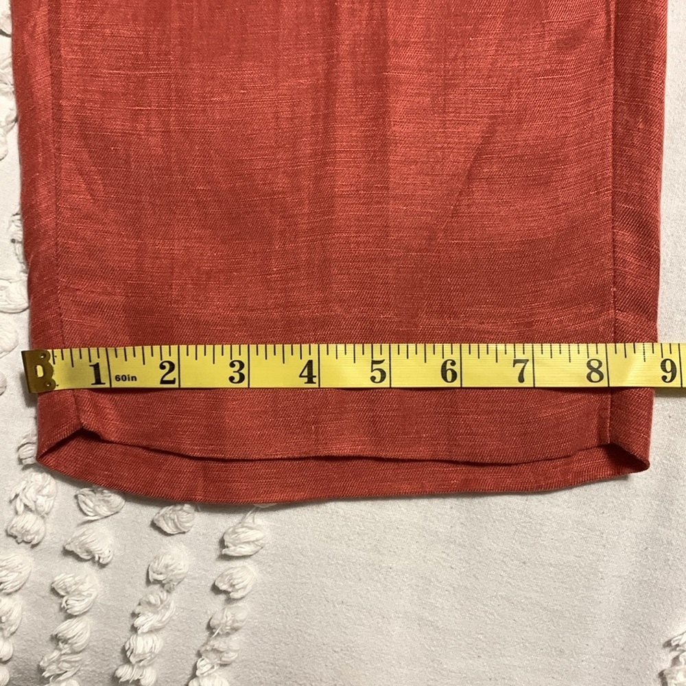 J. Crew Women’s Linen Blend Terracotta Size 10 Pleated Trousers Office Quiet - Picture 11 of 12